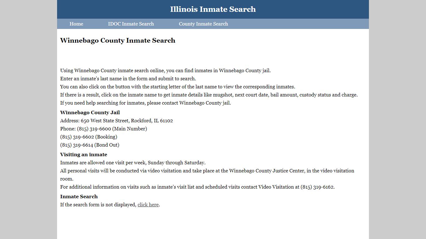 Winnebago County Inmate Search