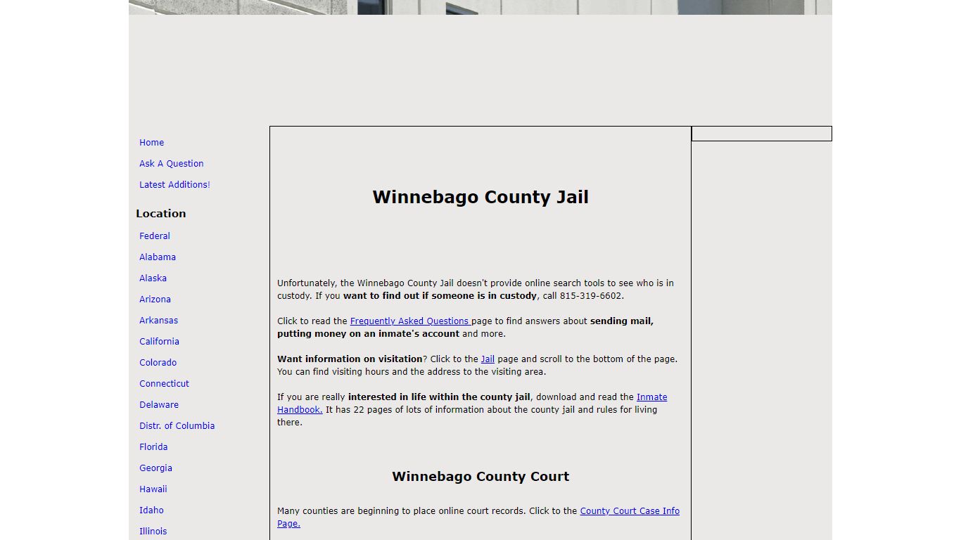 Winnebago County Jail - The Free Inmate Locator